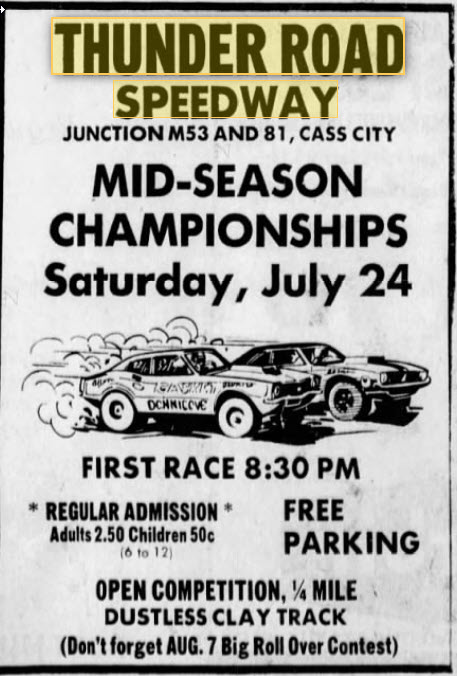 Thunder Road Speedway - July 22 1971 Ad
